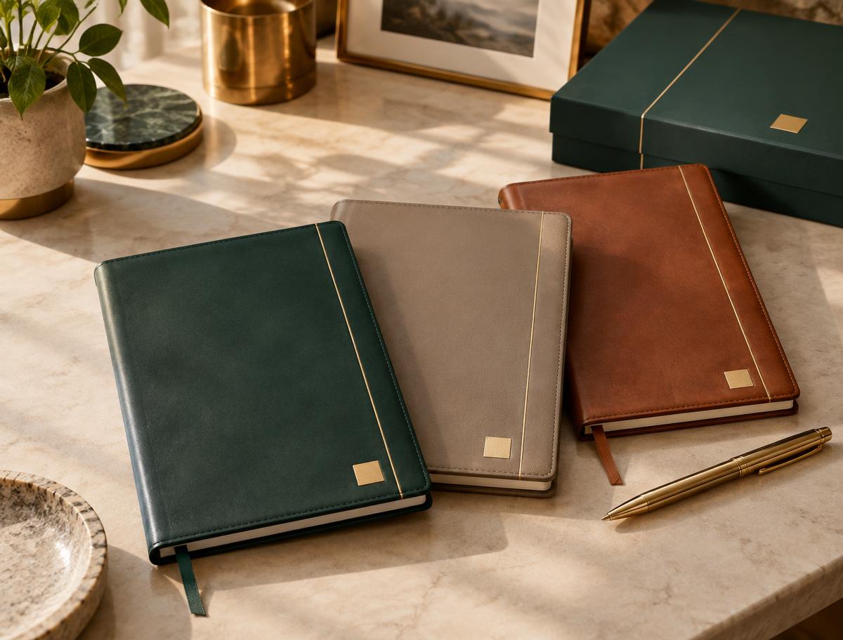 Customized corporate diaries with subtle gold details