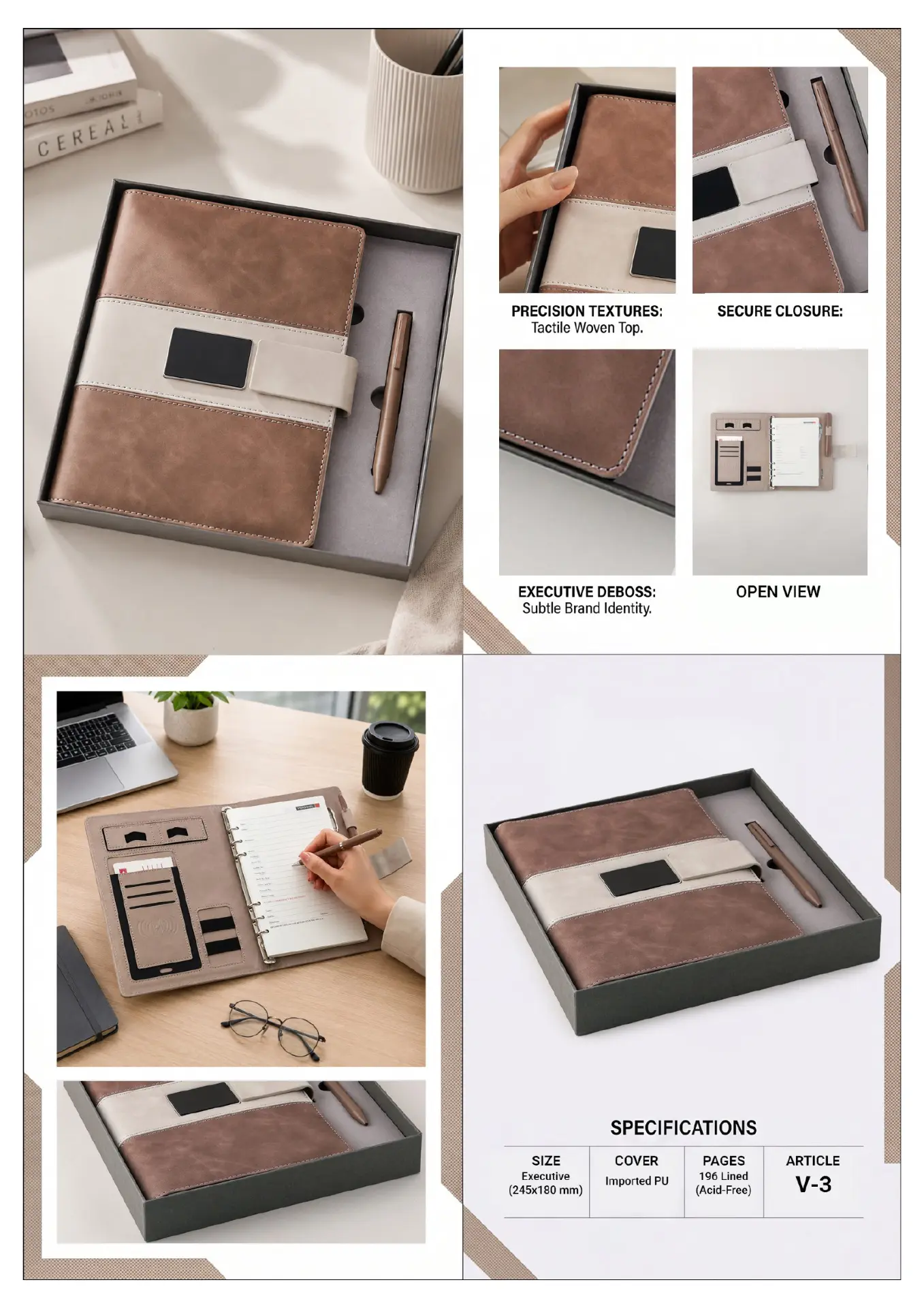 V-3: Two-Tone Power Bank Diary, interior views and catalogue specifications